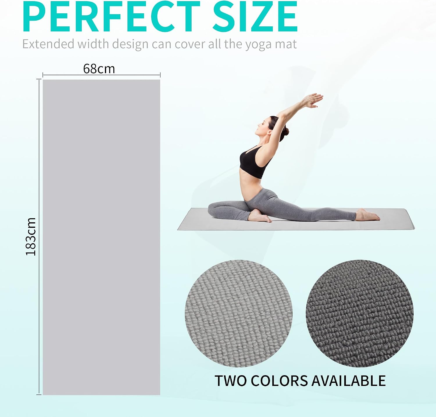 2 Pack Yoga Mat Towels with Grip Dot,Anti-Slip Hot Yoga Towel,Absorbent Microfiber Sweat Mat Cover Towel,Bikram Pilates Fitness