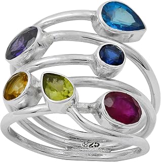 Ravishing Impressions Multi Gemstone Bridal-Wedding Jewelry 925 Sterling Silver Handmade Ring Price In India