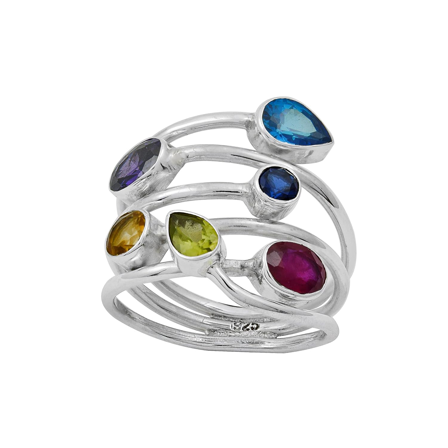 Ravishing Impressions Multi Gemstone Bridal-Wedding Jewelry 925 Sterling Silver Handmade Ring - Review, Price and Buying Guide