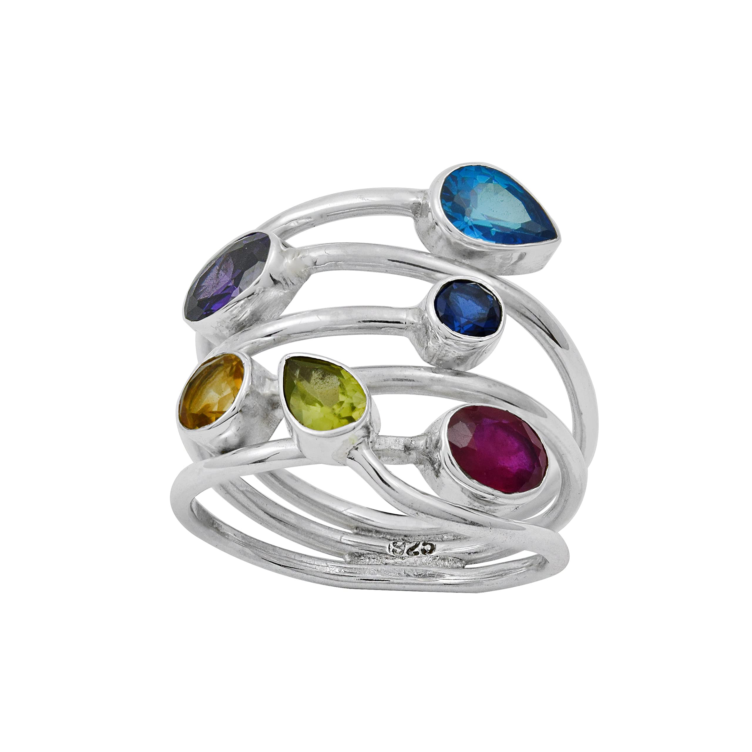 Ravishing Impressions Multi Gemstone 925 Sterling Silver Statement Ring (B08W9Z2RLD) Amazon Price History, Amazon Price Tracker
