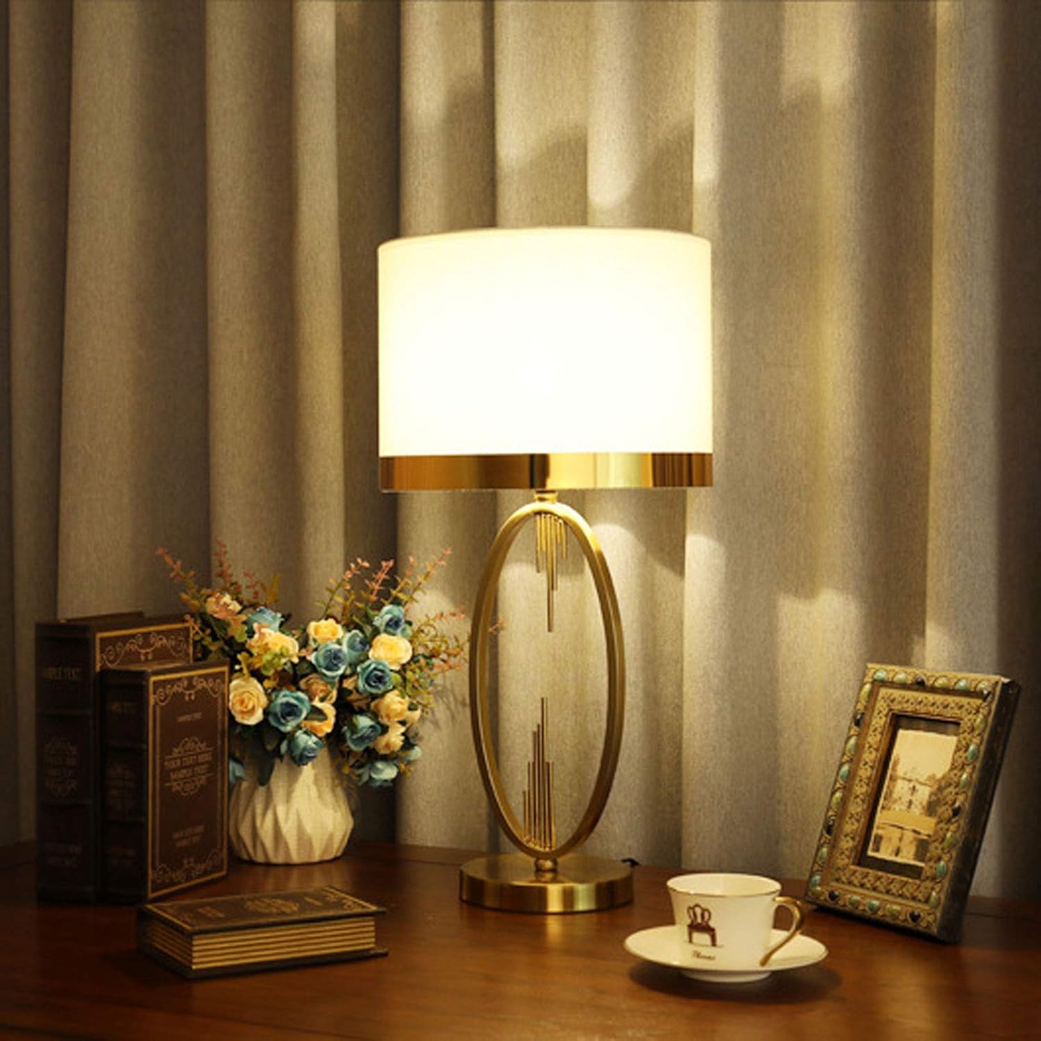 Modern Decorative Table lamp, LED Metal Desk Light Nightstand Reading Night Lighting for Living Room Family Bedroom Bedside Nightstand Office,Remote Control Switch