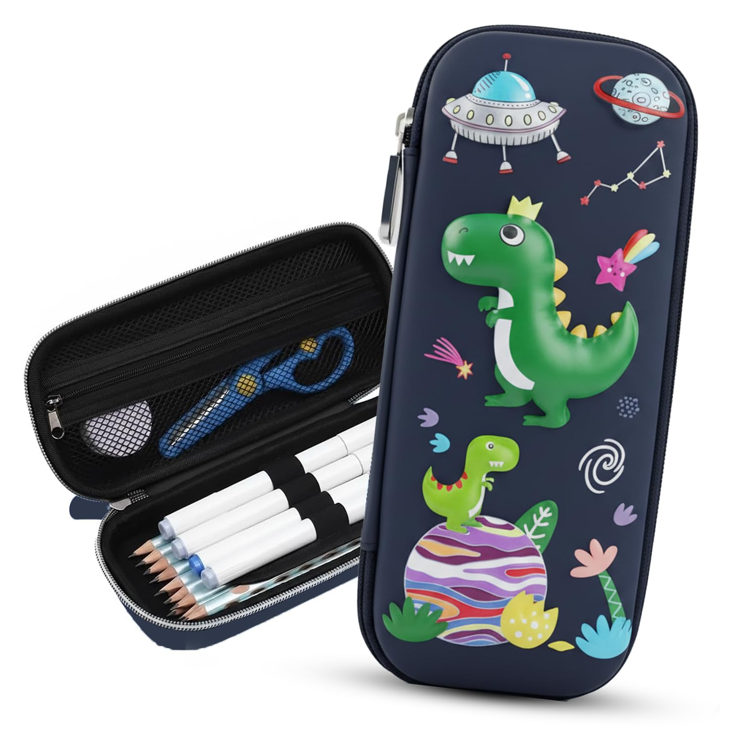 AMERTEER 3D EVA Pencil Case Organizer, Cute Pencil Organizer Pen Box, School Supply Organizer, Spacious Pouch For Girls, Boys, Teens And Students, Large Capacity School Supplies Box (Dinosaur Design)