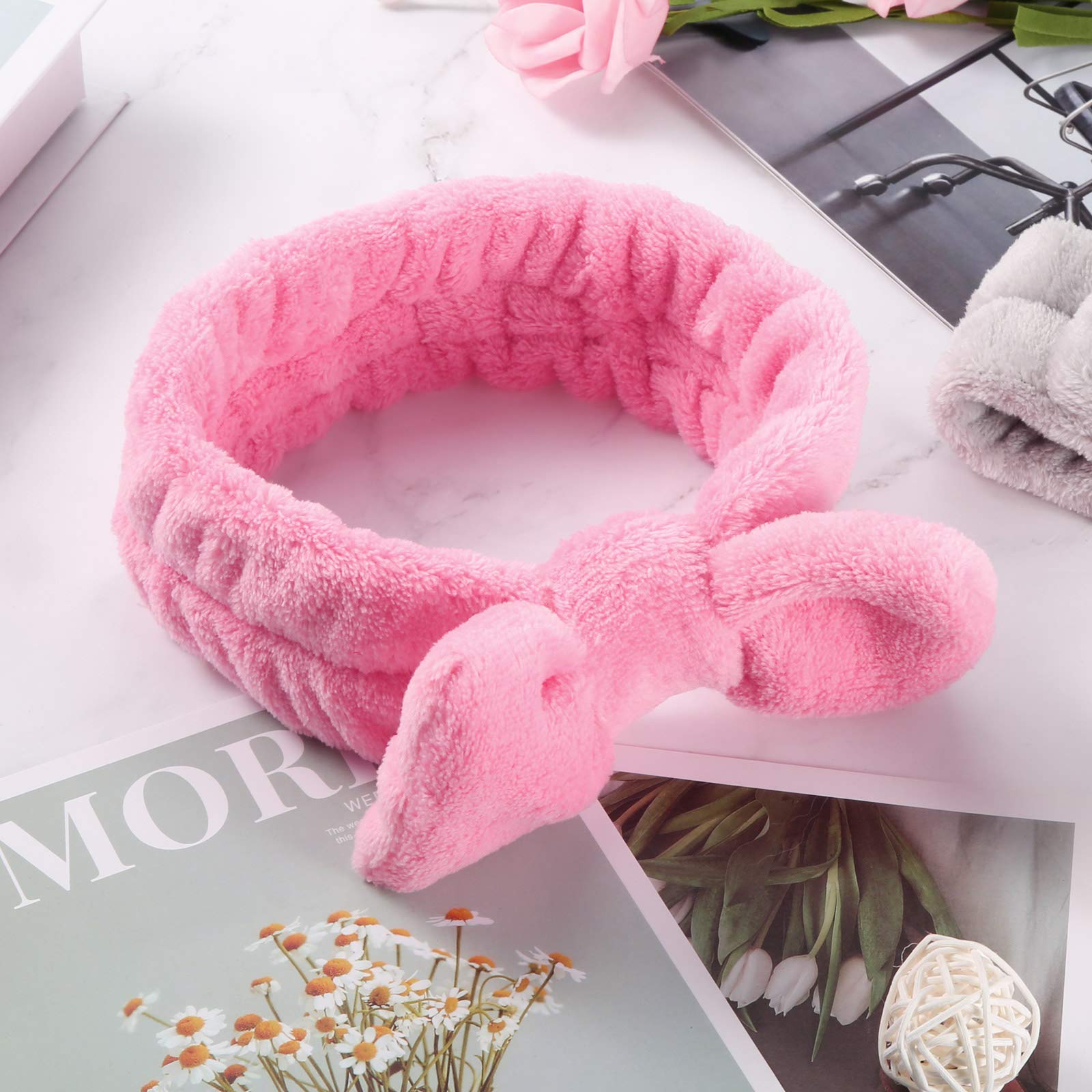Fascia Capelli Donna Trucco,di Polsini per il Lavaggio del Viso,3 Pezzi Polso per Spa Elastico,Bowknot Elastica Fascia per Trucco,Adatto per Lavaggio Viso,Trucco,Doccia,Terme,Massaggi ect