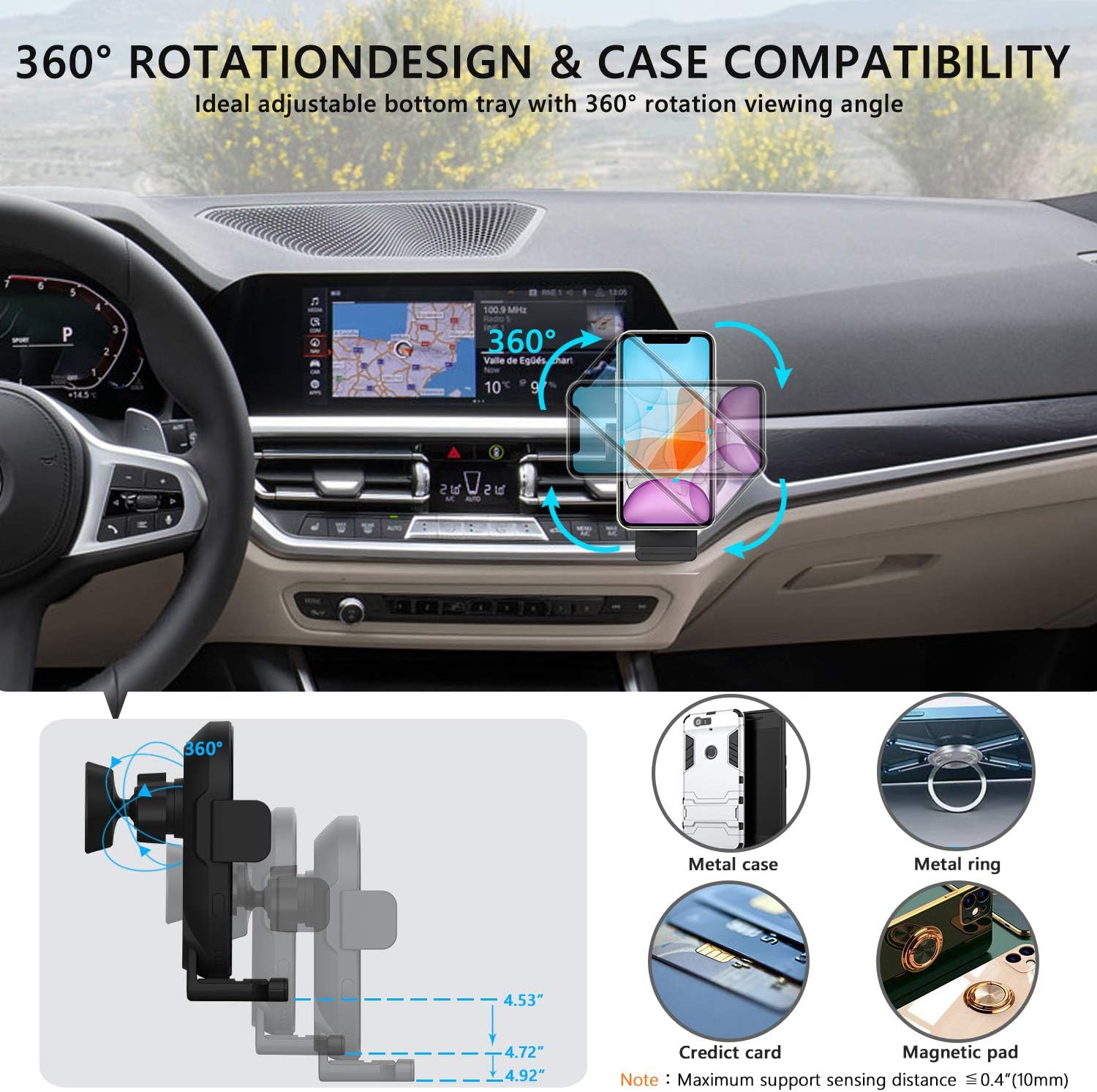 Bеѕt Prоmо DDPAI Wireless Car Charger Mount R1S, Compatible for 15W Qi Fast Charging, Auto-Clamping Car Charging Mount, Air Vent Dashboard Car Mount Windshield Phone Holder