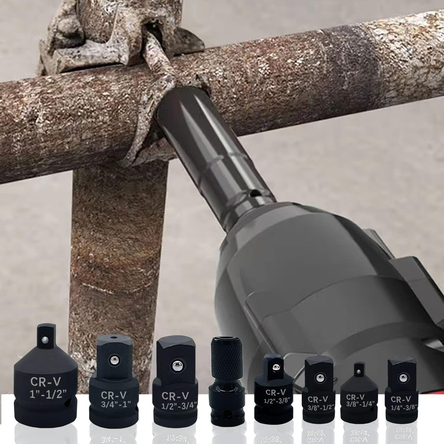 7 Pack Impact Socket Adapter and Reducer Set | Reducer Socket Convertor Adaptor Set | Cr-V Steel | 1/4" 3/8" 1/2" 3/4" 1" Impact Driver and Wrench Conversion Kit for Impact Driver Conversions