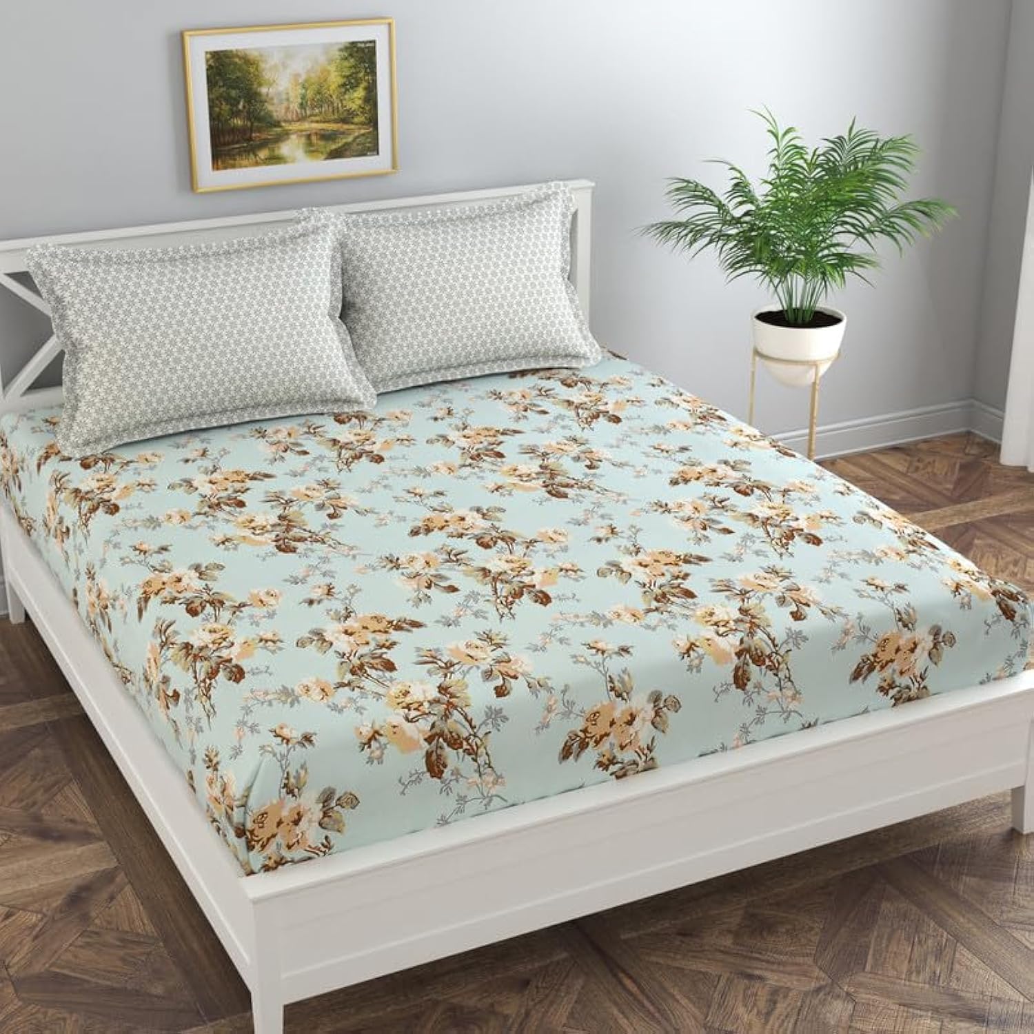 Florida Bedsheet for Queen Size Bed with Pillow Covers and Made of Cotton with Beautiful Floral Print (B0D375MMWH) Amazon Price History, Amazon Price Tracker