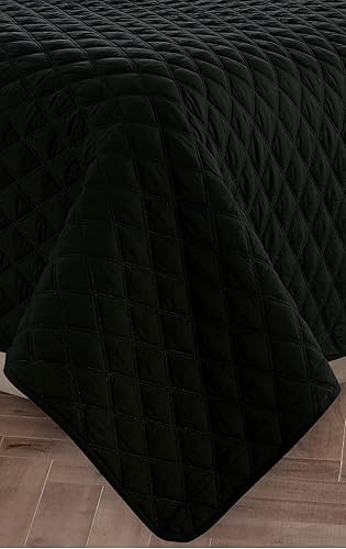 Miniatura 2 de Elegant Comfort Juego de colcha de lujo de 3 piezas con diseño de diamante acolchado con fundas de almohada, peso pesado para todas las estaciones,