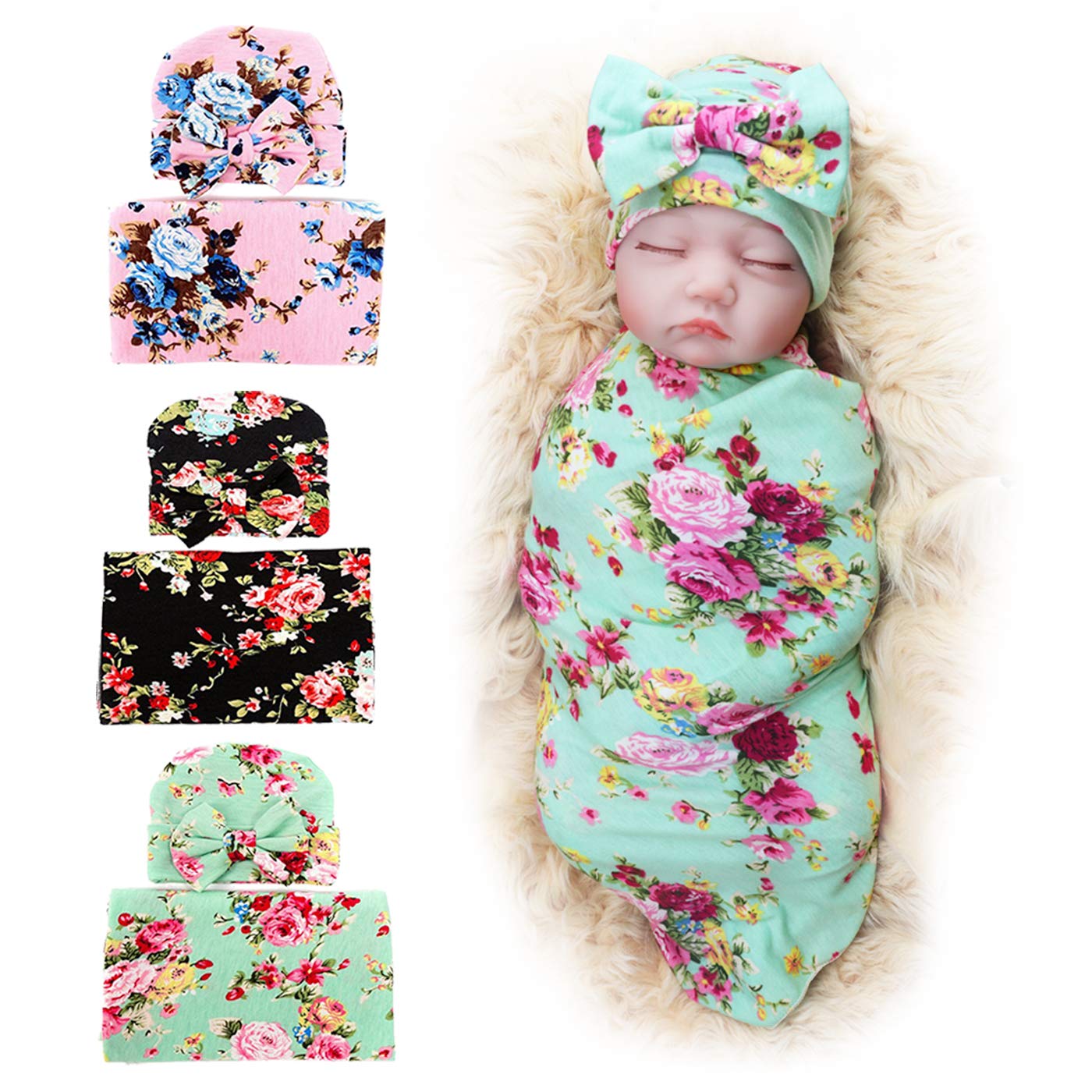 Hat and swaddle set girl Clearance