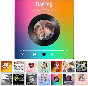 Custom Music Fridge Magnet with Photo Personalized Song Album Refrigerator Magnets Customized Spotif Plaque Magnet Gifts for Couples Music Lovers