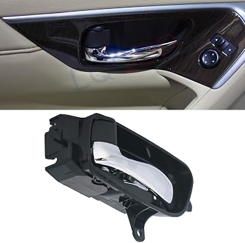 New 1pcs Black Base Chrome Lever Interior Door Handle Replacement Kit for Driver Left Side Front or Rear Compatible with 13-18 Altima 4-Door Sedan 13-20 Pathfinder 15-20 Titan/Titan XD/Murano