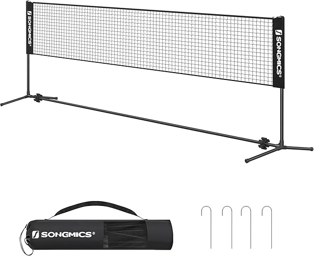 SONGMICS Tennis Badminton Net Portable Height Adjustable with Stand