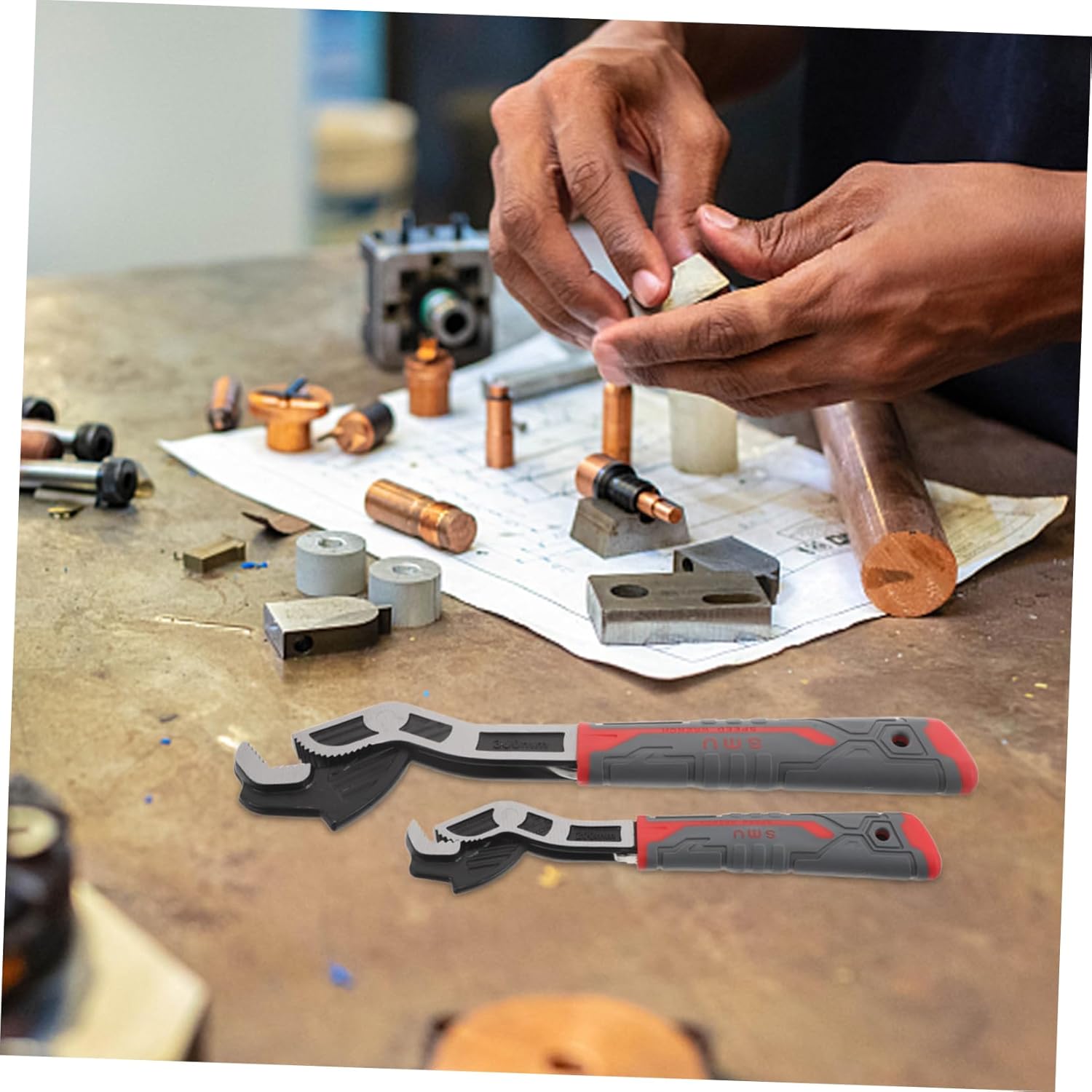 2pcs Automatic Maintenance Wrench Multifunctional Self with Wide Jaw Opening for Pipeline Adjustment and Repair for Tasks