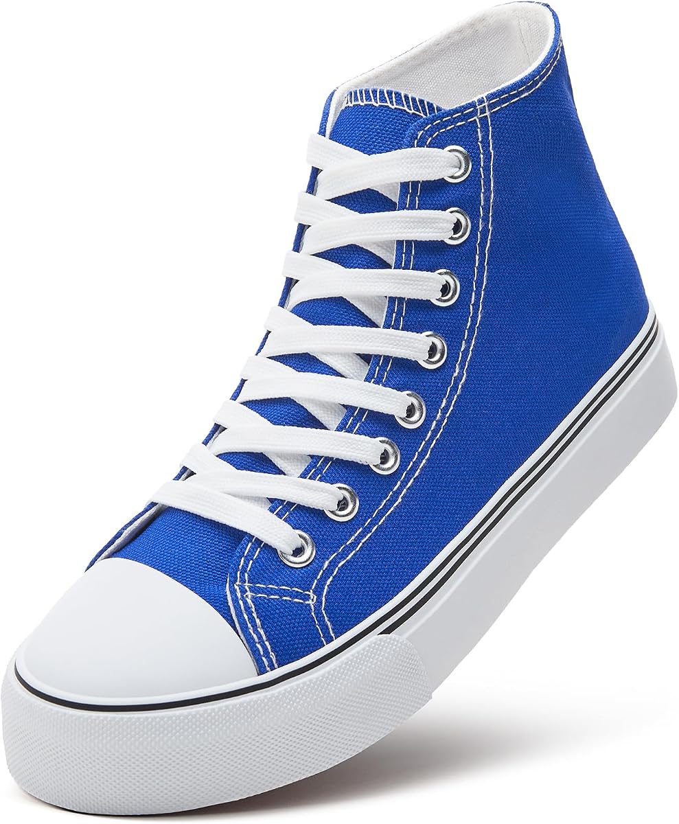 ZGR Zapatillas Altas De Lona para Mujer,Zapatos Tenis Casuales para Caminar con Cordones | Parte superior de lona transpirable, comodidad de espuma viscoelástica, suela antideslizante, cordones altos, para caminar, tenis, viajar, informal