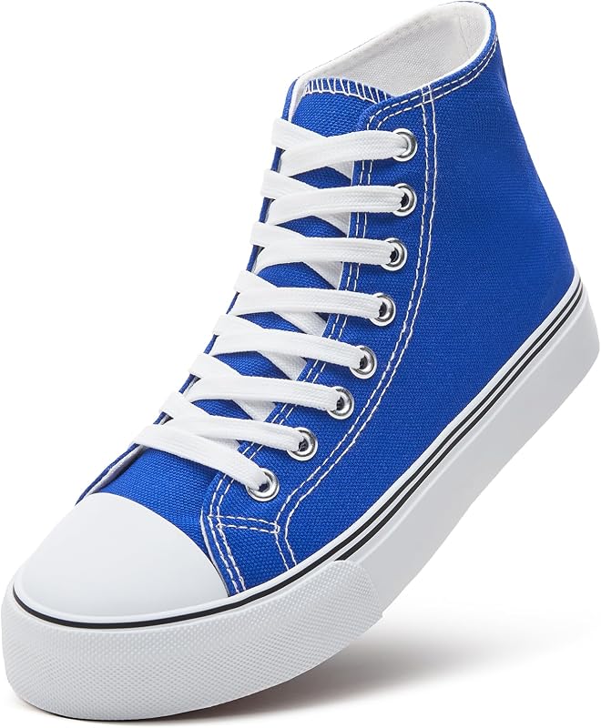 ZGR Zapatillas Altas De Lona para Mujer,Zapatos Tenis Casuales para Caminar con Cordones | Parte superior de lona transpirable, comodidad de espuma viscoelástica, suela antideslizante, cordones altos, para caminar, tenis, viajar, informal