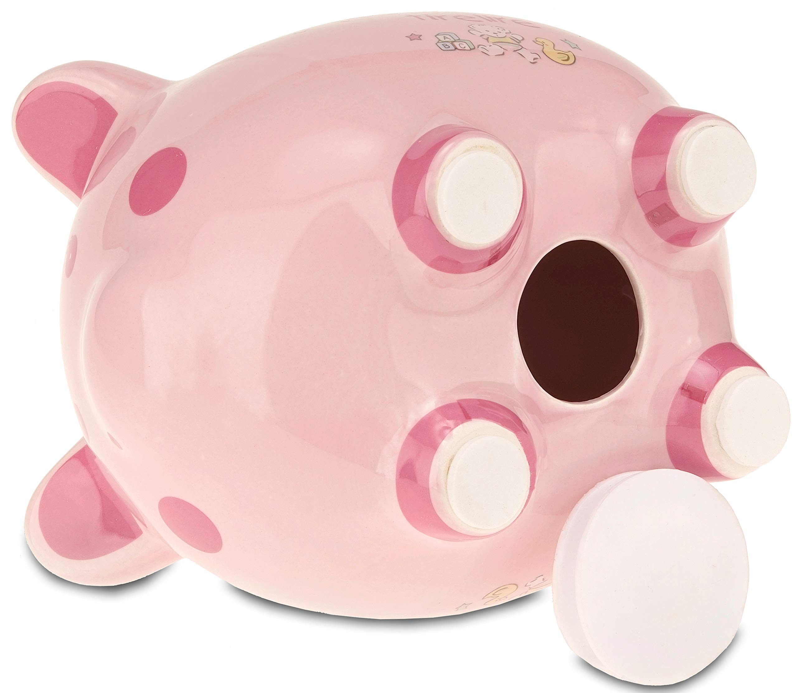BRUBAKER Mein erstes Sparschwein - Geschenkset - Rosa - Englisch | für erstes Spargeld, Milchzähne, Haare inkl. Bilderrahmen