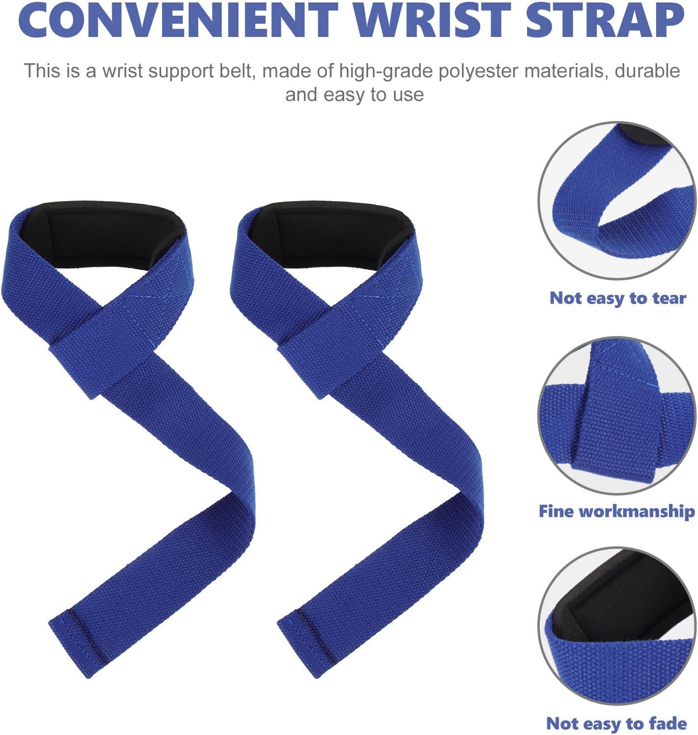 CHILDWEET 2pcs Wear-resistant Protective Gym Strap for Weightlifting, Breathable Polyester Fitness Lifting Strap with Convenient Foldable Wrist Band for Fitness Activities image 3