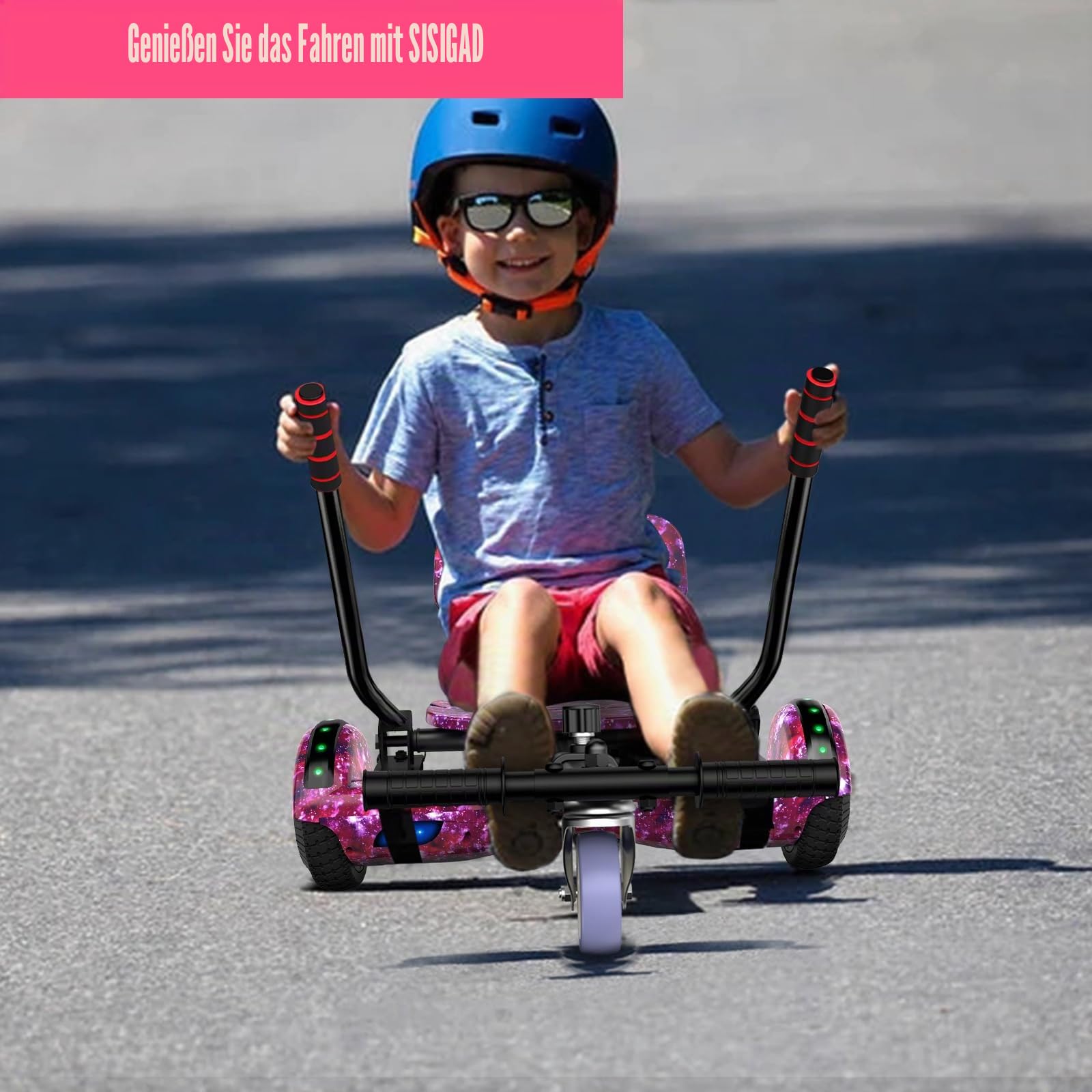 SISIGAD Hoverboard Kart Scooter für alle Gelände Self Balanciert 6,5 Zoll mit Bluetooth Lautsprechern und Hoverboard LED Beleuchtung für Kinder
