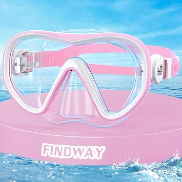 Findway Kids Snorkel Mask, Kids Swimming Goggles with Nose Cover for Children Aged 4-16, 180 HD Panoramic View, Waterproof and Anti-Fog Diving Masks