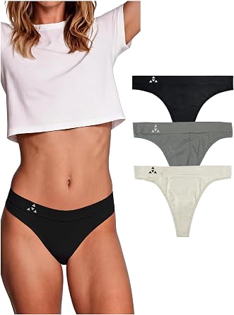 Balanced Tech Moisture Wicking Underwear for Women, Seamless Workout Thongs Quick Dry Travel Thong Panties