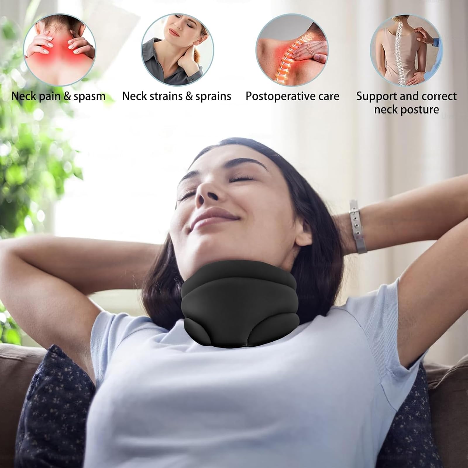 Collare Cervicale Morbido,Collare Per Cervicale Regolabile,Cervicale Collo Rimedi,Per Alleviare il Dolore e la Pressione Sul Collo,L,Adatto per Collo Circa 40 cm,Uomini-Donne,Per Lavorare,Dormire