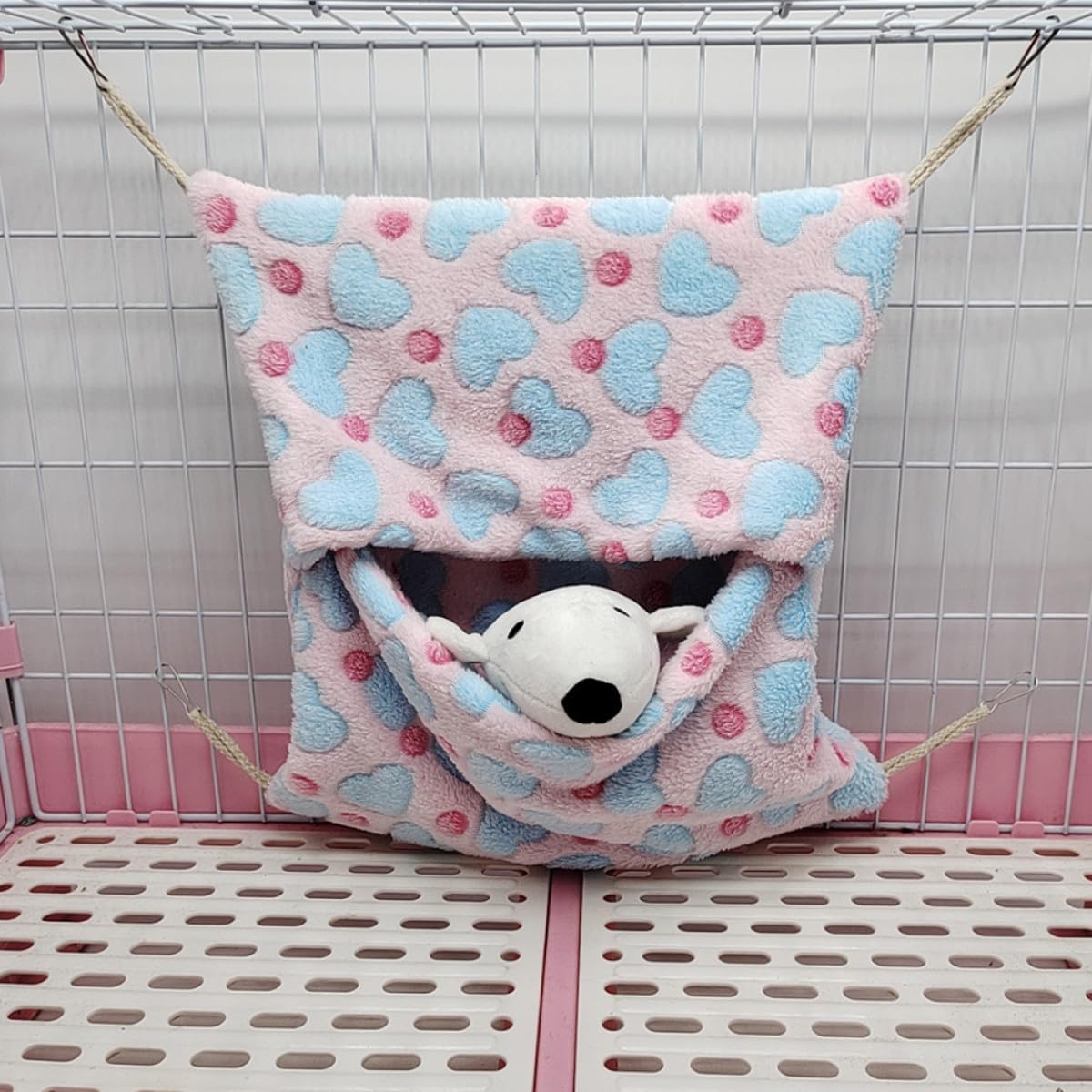 Luxshiny Plush Hamster Bed and Guinea Pig Bed Warm Small Animal Hanging Hammock for Winter Cozy Cage Accessory