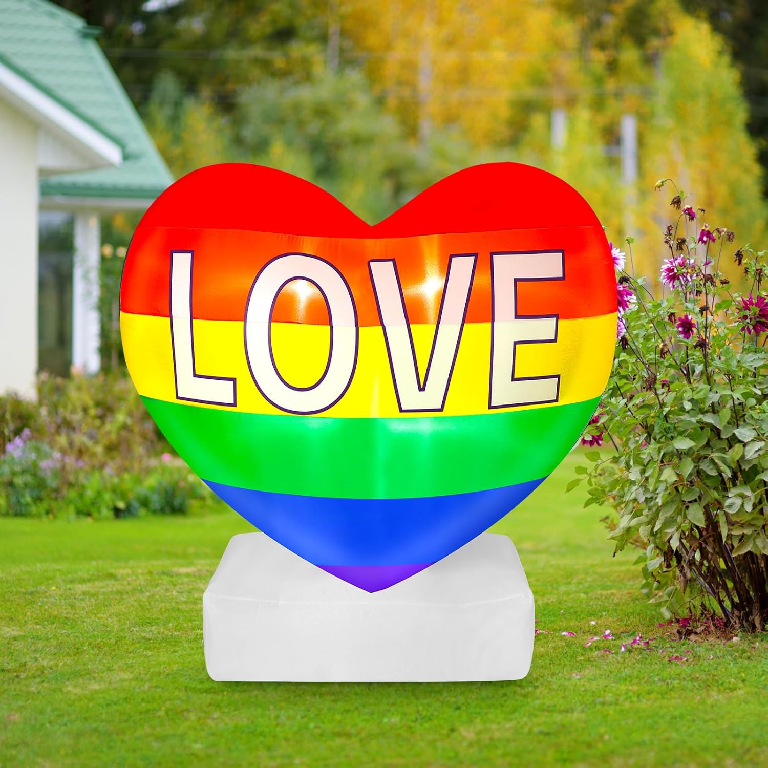 ShinyRelief Rainbow Pride Inflatables Outdoor Decorations 5 ft LGBTQ Gay Pride Love Rainbow Yard Decorations with LED Lighted Blow up Yard Lawn Community Decoration for LGBTQ Lesbian Gay Transgender