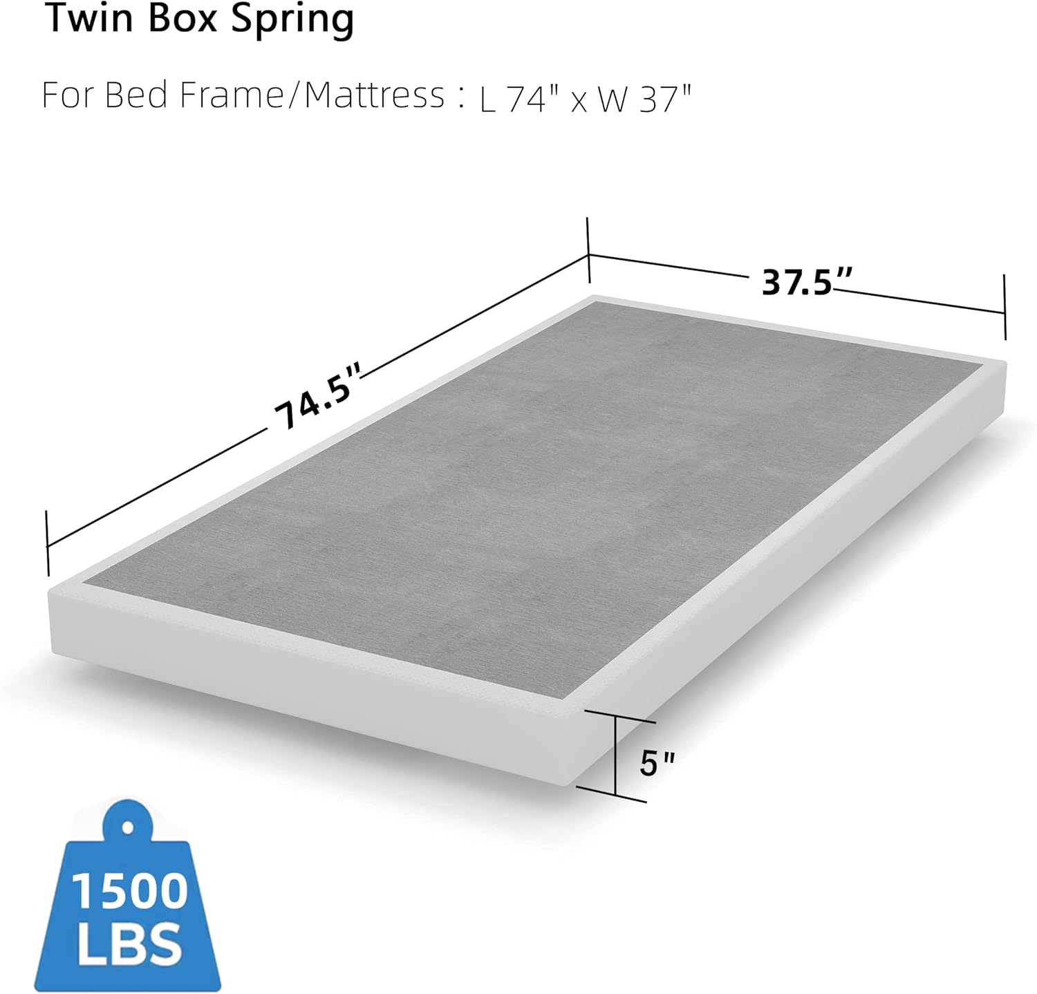 THEOCORATE Twin Box Spring, 5 Inch Low Profile Metal Spring, Heavy Duty Structure with Cover, Mattress Foundation, Noise Free, Non-Slip, Easy Assembly : Home & Kitchen