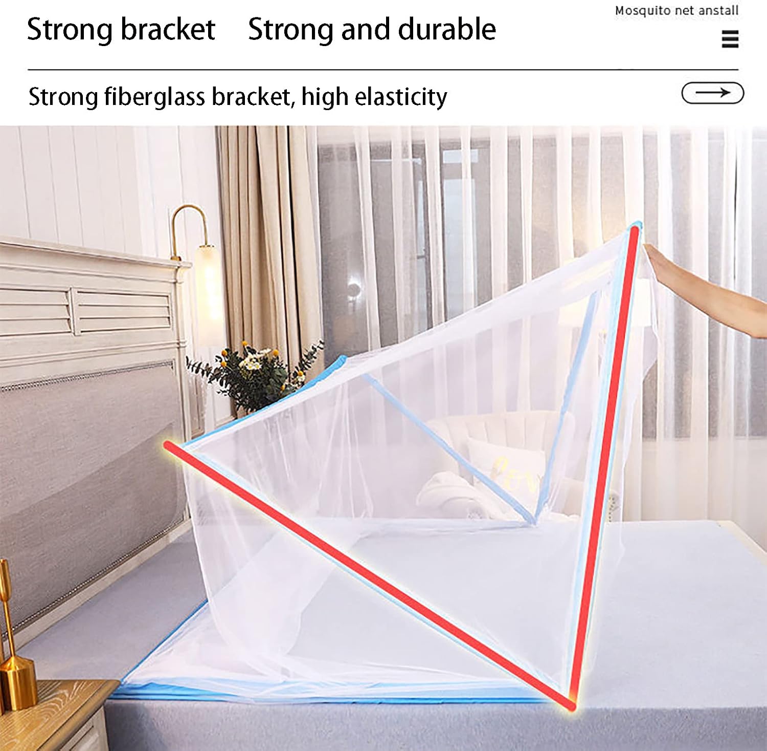 Fabric Bed Drapes Mesh Protection Canopy Shielding Netting,Bed Tents,Mosquito Net Bed Canopy Sleeping Tents Summer Indoor Folding Portable Frame Curtains Shelter Cabin for Adult Birthday Pre
