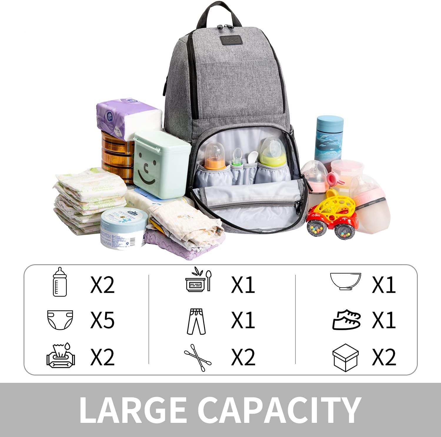 Diaper Bag Large Capacity Diaper Bag Mommy Bag Multifunctional Adult Baby Bag Can Be Hung On The Stroller Easy To Use When Traveling Splash-Proof Baby Bag Suitable For Both Men And Women