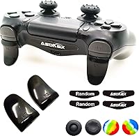 Vista 2 de Extensores de gatillo L2 R2 Ps4 (1 par de disparadores L2 R2, 4 tapas de joystick, 2 pares de calcomanías de barra de luz LED), para control