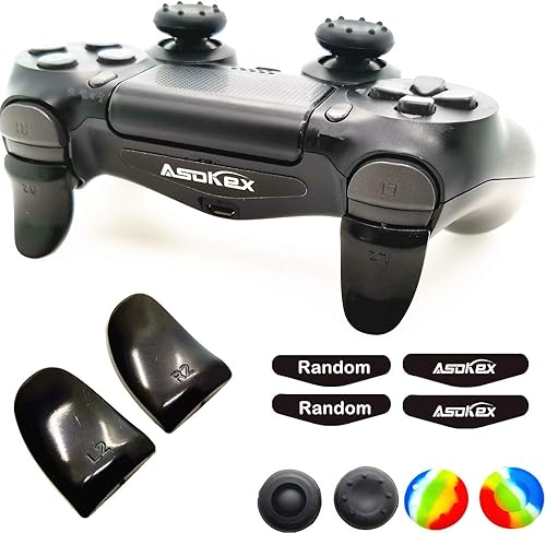 Miniatura 2 de Extensores de gatillo L2 R2 Ps4 (1 par de disparadores L2 R2, 4 tapas de joystick, 2 pares de calcomanías de barra de luz LED), para control