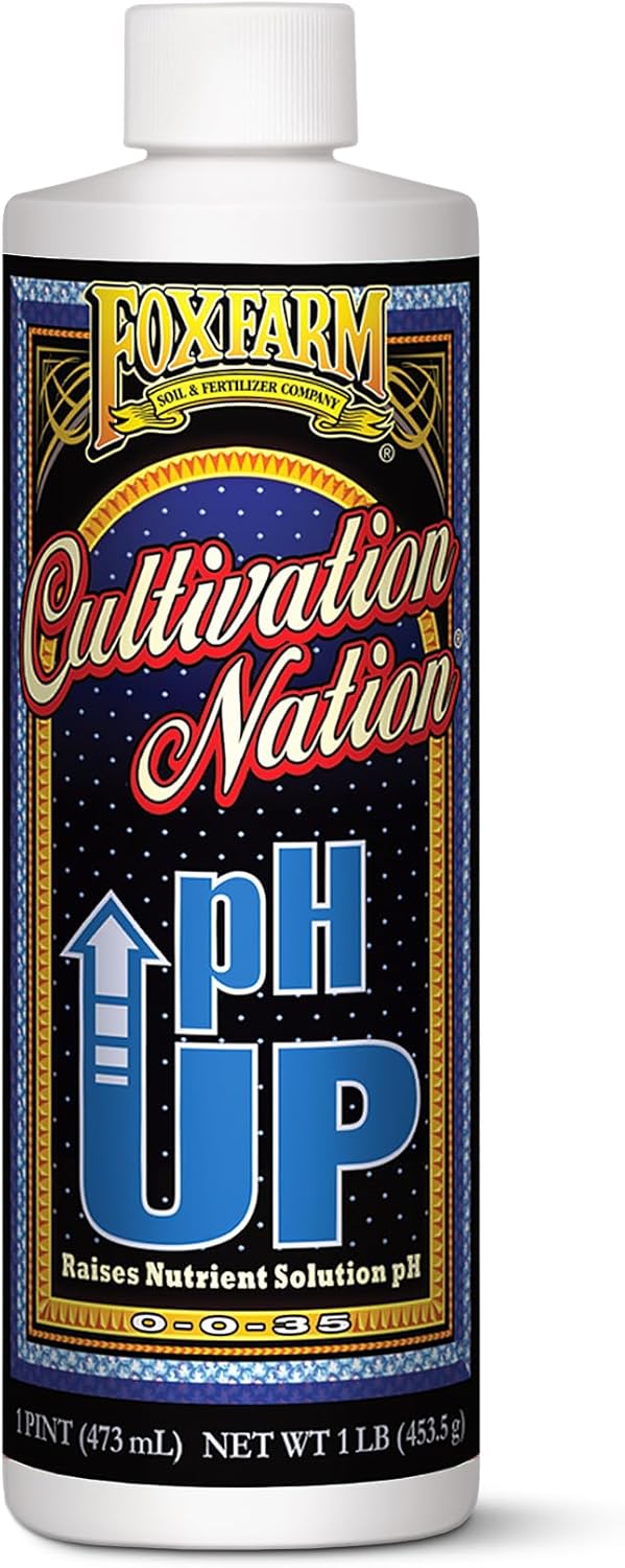 FoxFarm Cultivation Nation pH UP for Plants’ Nutrient Solutions - Formulated with Potassium Hydroxide for Adjustment - Ideal for Soil & Hydroponics, Raises pH Levels of Nutrient Solution - 1 Pint