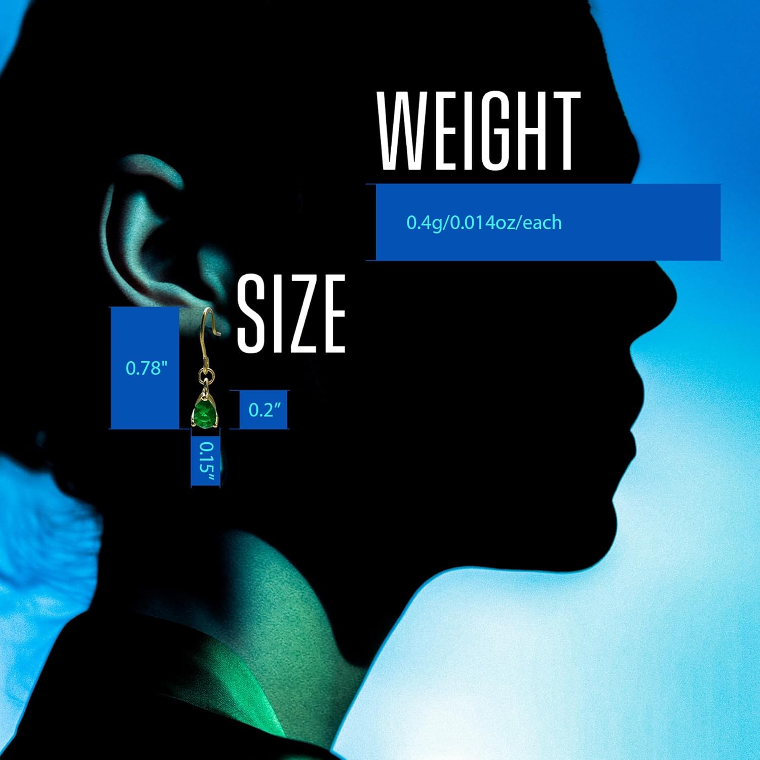 Handmade Teardrop Dangle Earrings for women - Emerald Green Cubic Zirconia 18k Gold plated Silver Dangle drop earrings for women, present for You wife Mother Love, Birthday Anniversay - Image 4