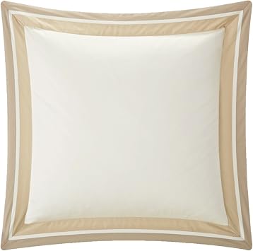 Casabolaj Shading Collection 2 Pieces Euro Square Pillow Shams Only Cover 100% Egyptian Cotton Sateen 400 Thread Count 26x26 with 1" Flange Suitable Filling Size 28"x28" Cream/Beige/Champange