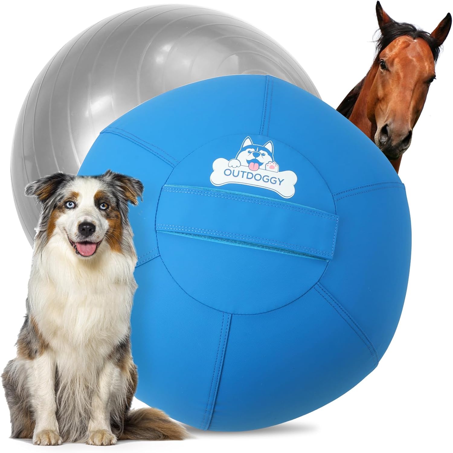 Large Herding Ball for Dogs – 25’’ Durable Herding Ball with Full-Cover Hook-and-Loop Zipper Protector – Perfect for Australian Shepherd, Border Collie, Cattle Dogs & More-Blue