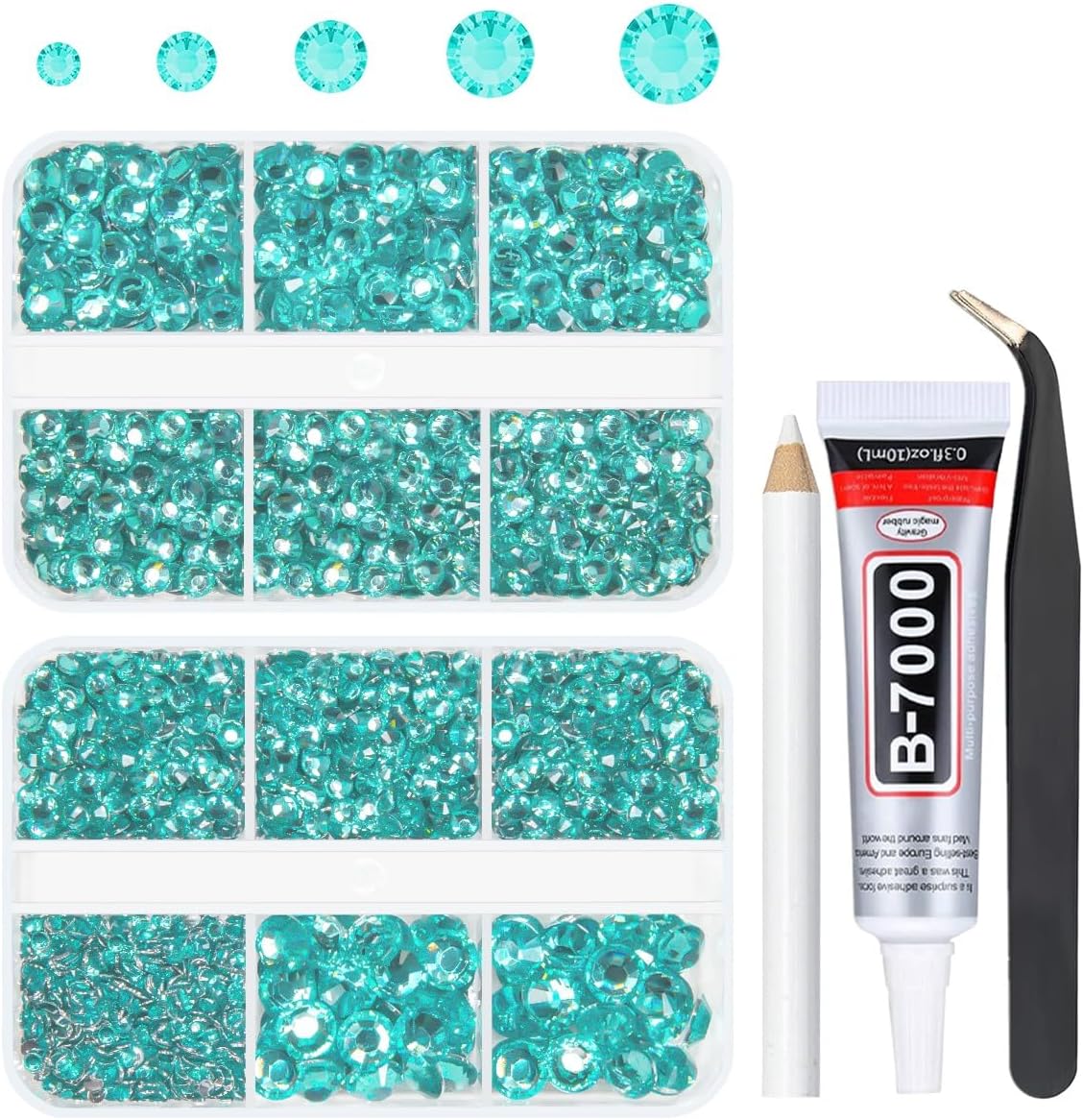 qiipii Aquamarine Blue Resin Rhinestones for Bedazzling Crafting Lake Blue Flatback Gems Stones 2mm-6mm Water Blue Diamonds Crystals Gems for Nails Face Eyes Makeup Tumblers Bottles DIY Crafts Shoes