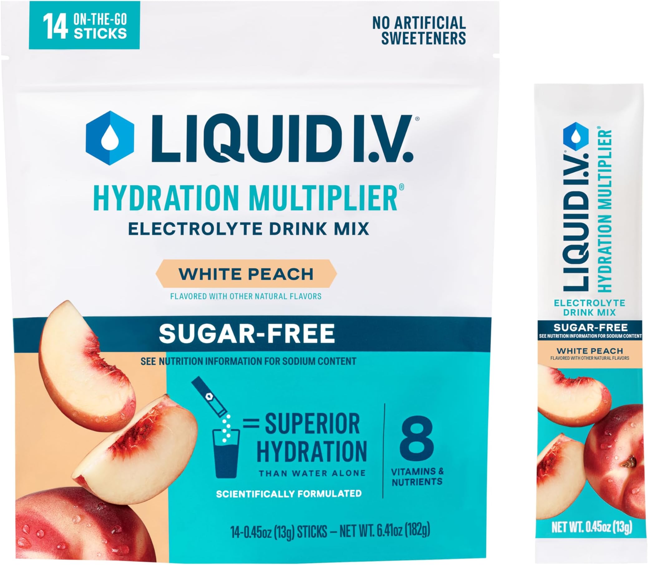 Hydration Multiplier Sugar-Free - White Peach | Electrolyte Powder Drink Mix | 1 Pack (14 Servings)
