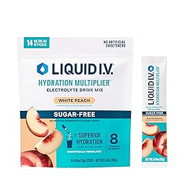Liquid I.V. Hydration Multiplier Sugar-Free - White Peach | Electrolyte Powder Drink Mix | 1 Pack (14 Servings)