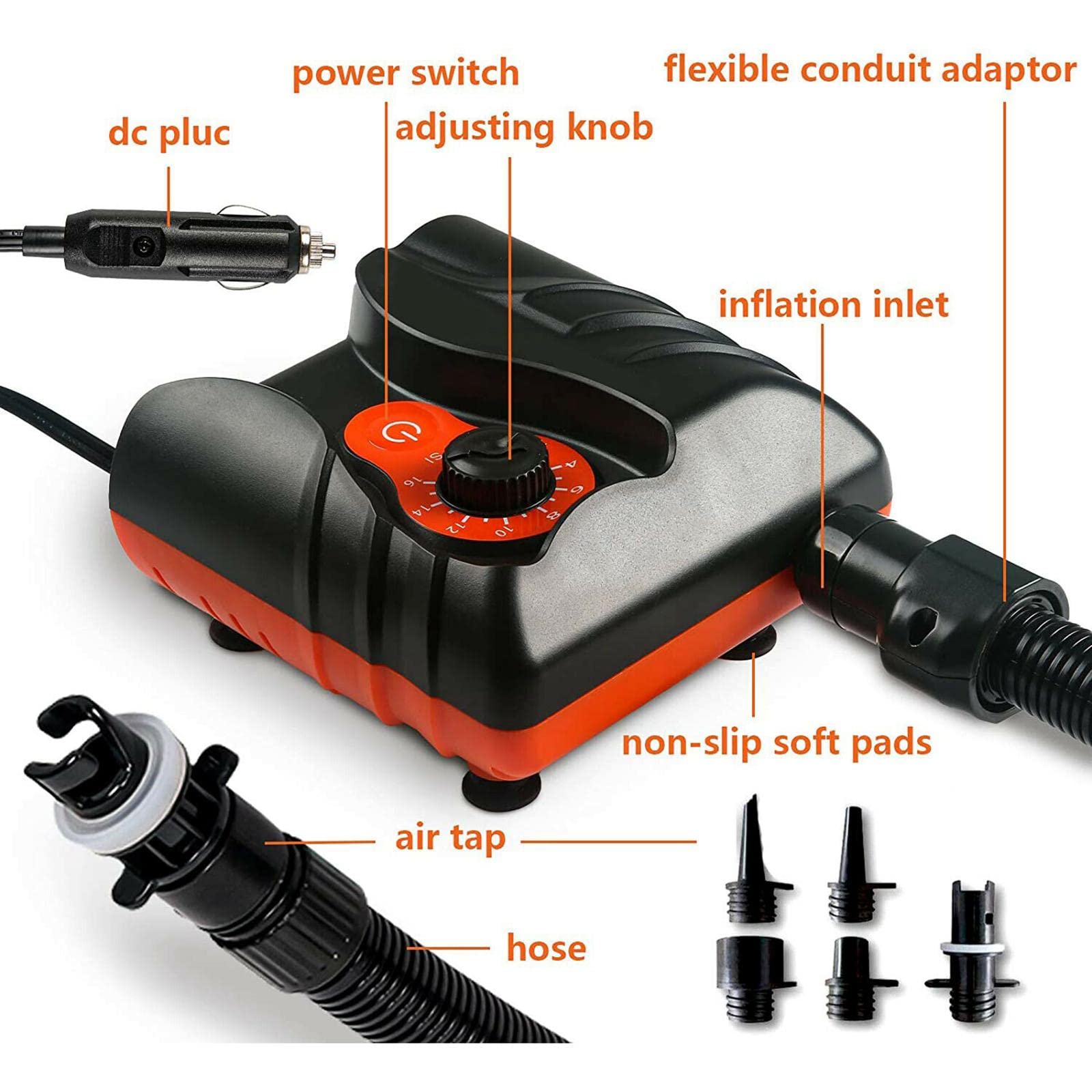 Bomba de Aire Eléctrica con Paleta para Inflar Colchones de Aire Y Piscinas, 12 V, 16 PSI.