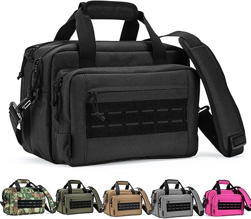 Vista 30 de VEAGIA Bolsa de rango,Estuche de pistola,Bolsas de gama de armas para pistolas y bolsa de munición 2 pistolas suave bolsa de tiro de transporte Camo