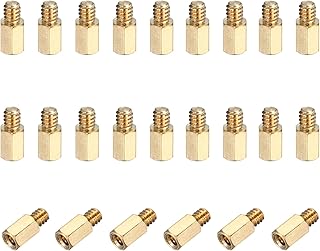 PATIKIL 24個セット 6#-32 6.5mm+4mm 雄雌六角スタンドオフ、ニッケルメッキ銅 PCBマザーボードスペーサースタンドオフ、コンピュータケース、回路基板、FPVドローン、クワッドコプター用、銅色
