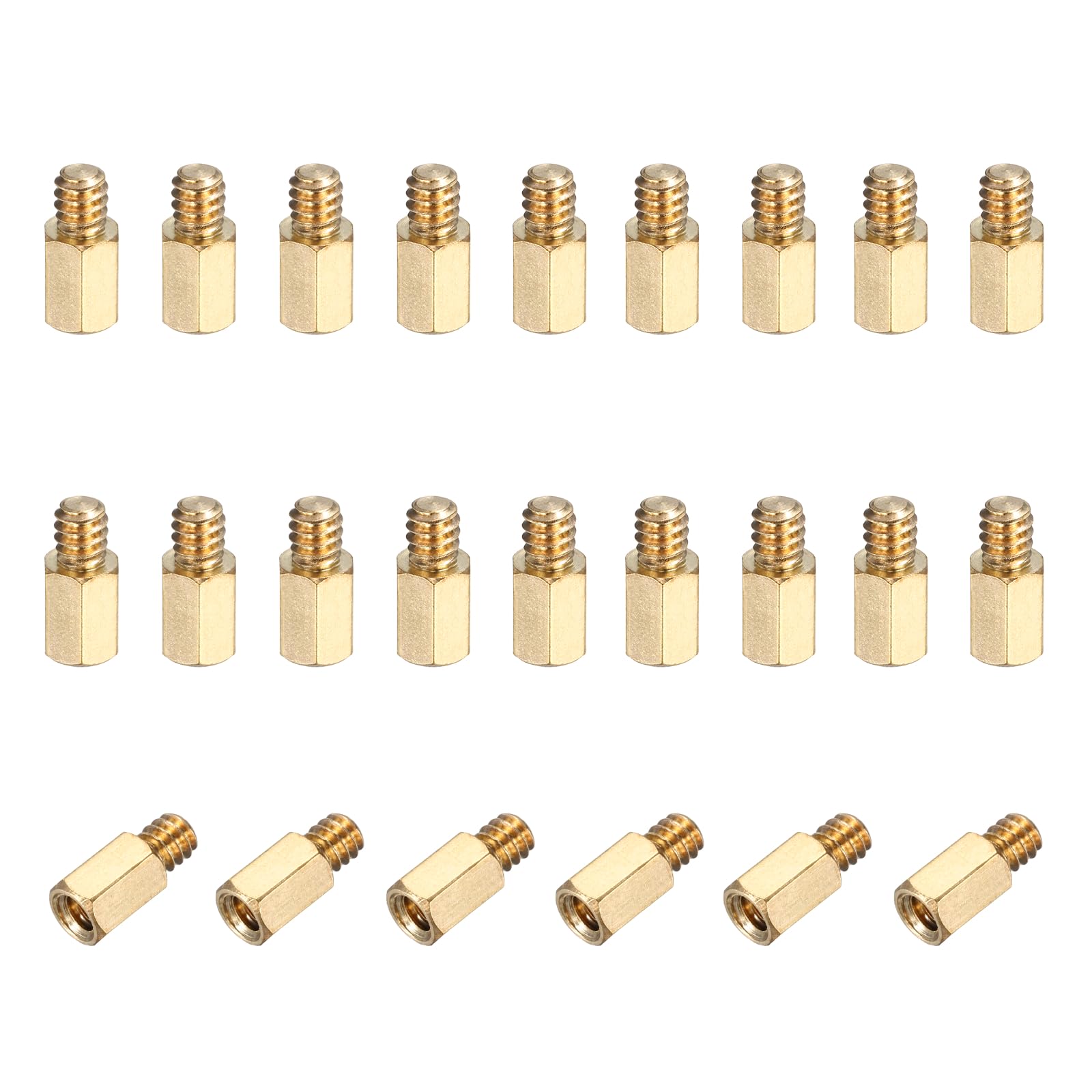 PATIKIL 24 Pcs 6-32 6.5mm+4mm Male Female Hex Standoff, Nickel Plated Copper PCB Motherboard Spacer Standoffs for Computer Cases Circuit Boards FPV Drone Quadcopter, Copper Color