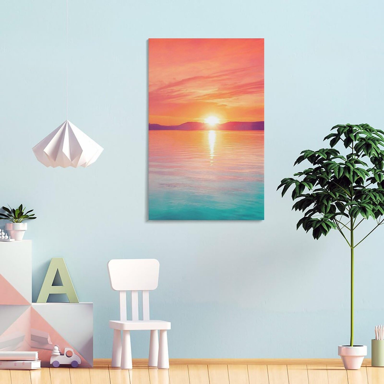 Amazon.co.jp: 絵画 夕焼けの下の海インテリア 絵画 夕暮れ時の
