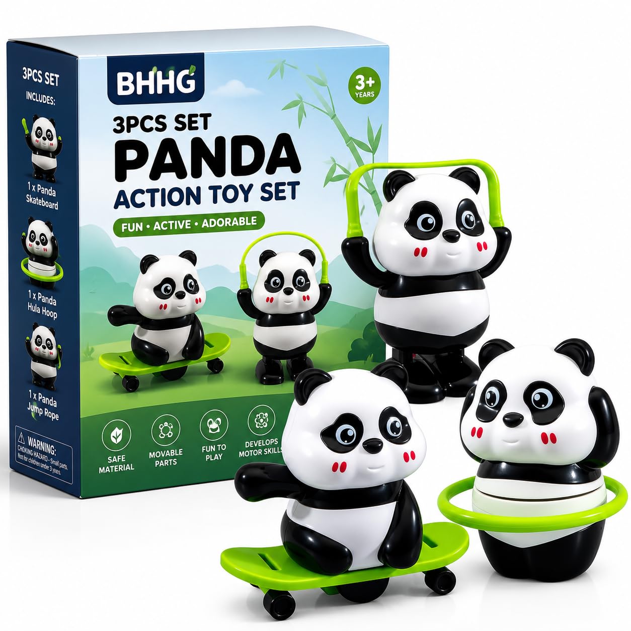 BHHG Cute Panda Action Toy Set - Image 1
