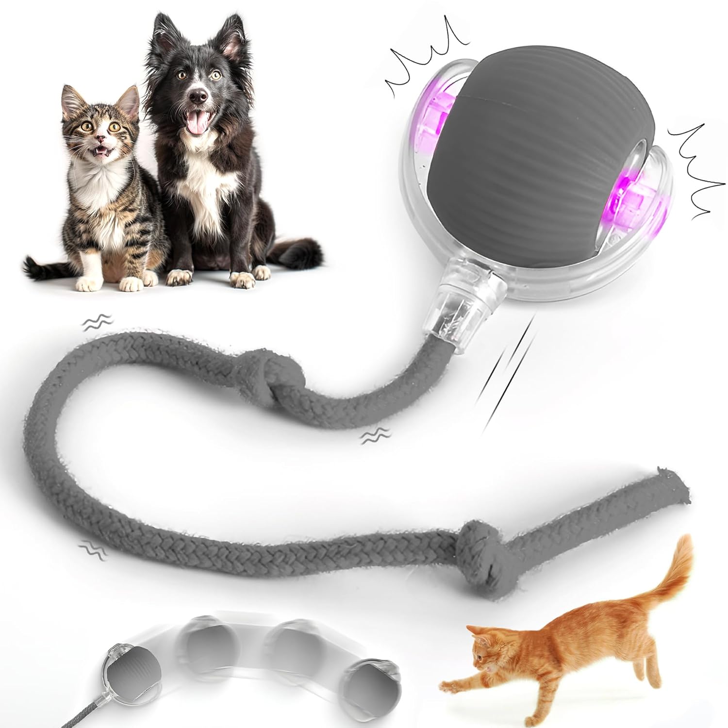 Aero Zen Indoor Cat Interactive Toy Ball Version 2025 - Random Rolling Flashing on Floor 360 Automatic Rolling