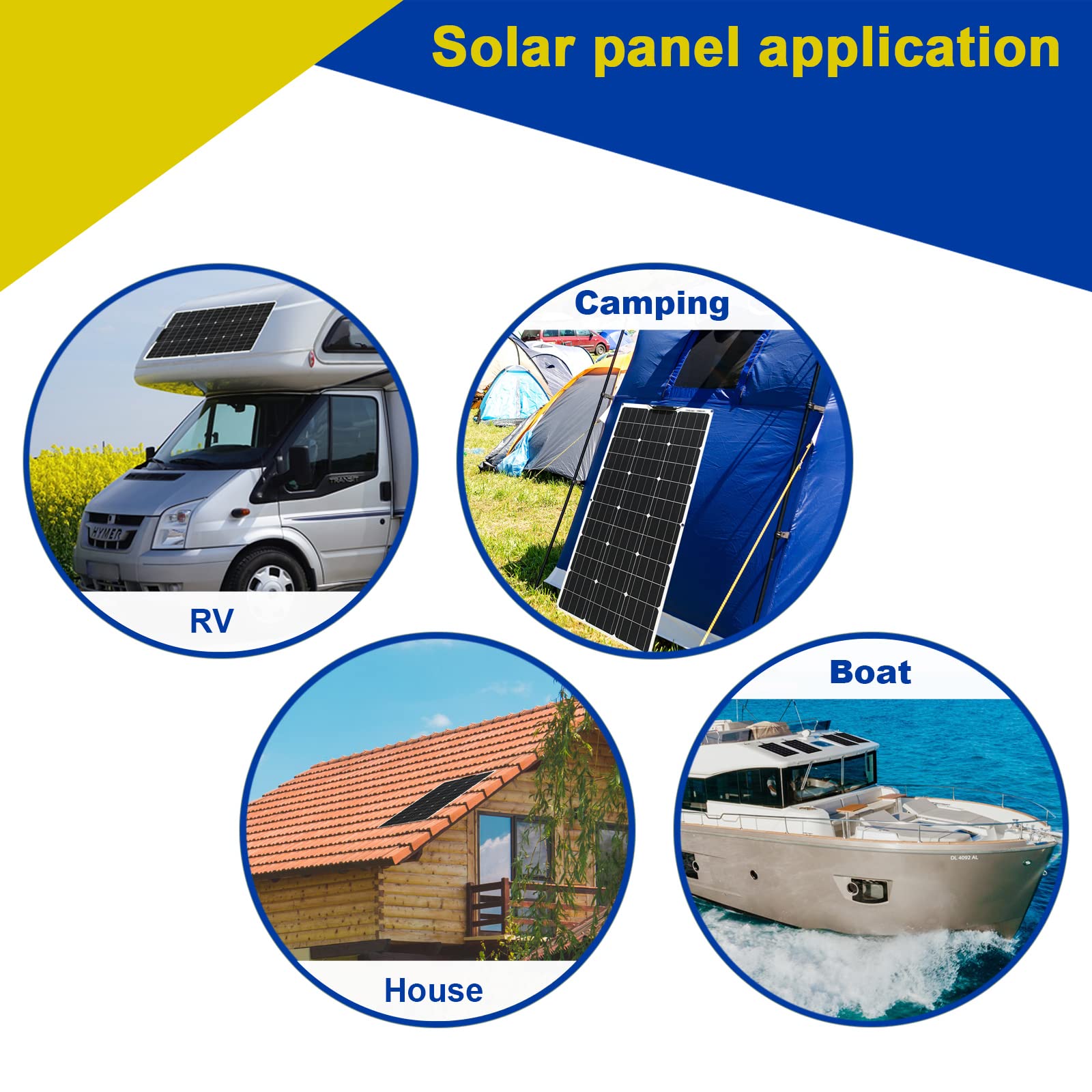 Pannello solare flessibile kit 100 W 12 V pannello solare caricabatterie con controller solare 10 A per roulotte, camper, auto e per caricare batterie da 12 V (100)