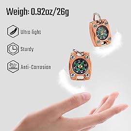 MecArmy CMP2 Copper Mini Compass, Pocket Compass Hiking Survival, Small IPX5 Waterproof, Glow-in-The-Dark, Compact, Necklace Pendant, Keychain & Lanyard Mount, Ideal Gift for Outdoor Enthusiasts
