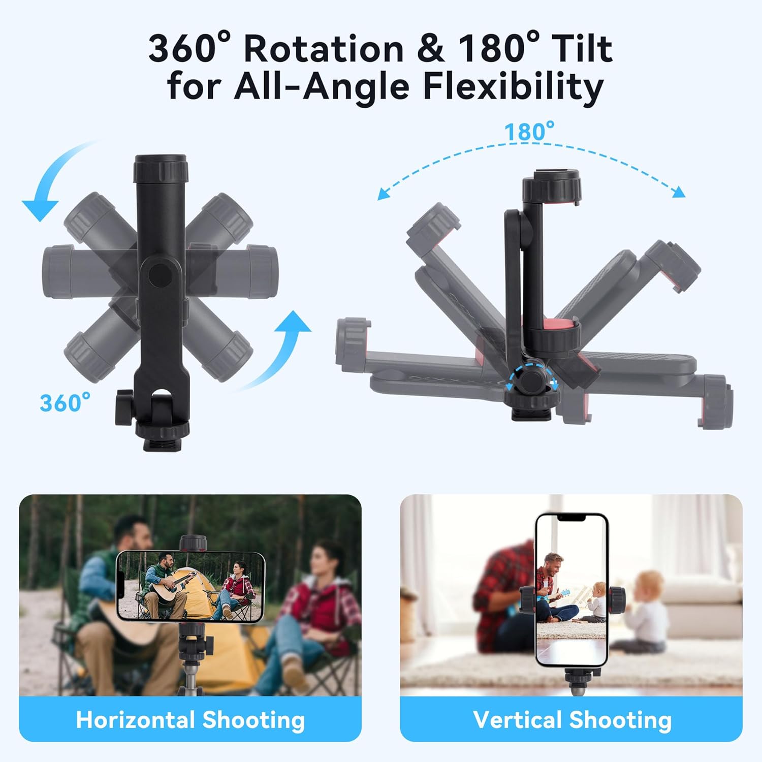 Suction Cup Camera Mount Kit with Tripod Mount Adapter, Mini Tripod with 360°Phone Holder & Dual Cold Shoes for Go Pro Hero, DJl OSMO Action,Insta360 X4/X3/DSLR/Smartphone -SJ020