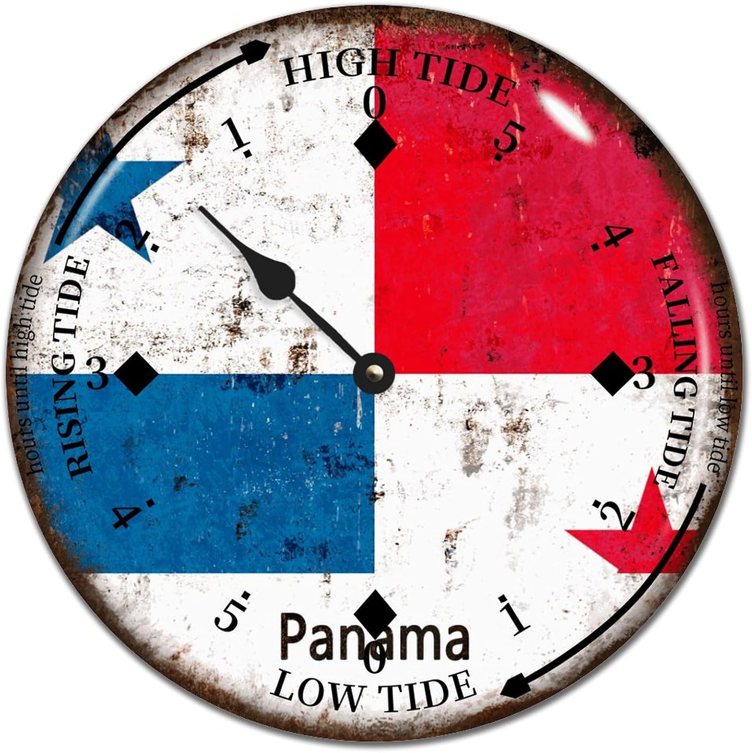 Tanzania National Flag Tide Clock with High Tide Low Tide Tanzania Wood Tidal Clock 15" Non-Ticking Battery Operated Wall Clock Wall Hanging Tide Movement Clock for Beach House
