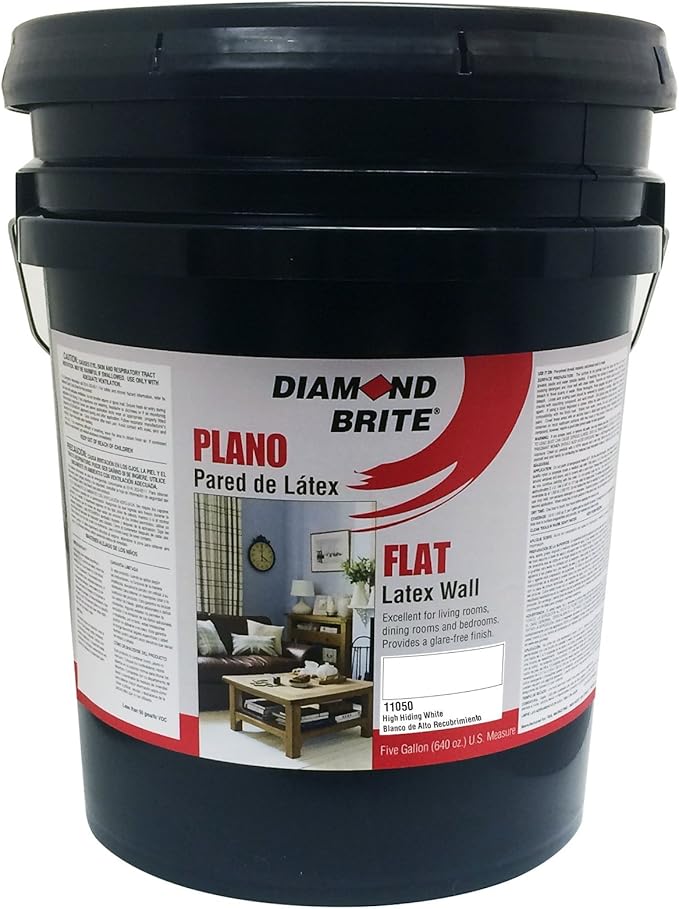 Diamond Brite Paint 11050 5Gallon Flat Latex Paint High Hiding White